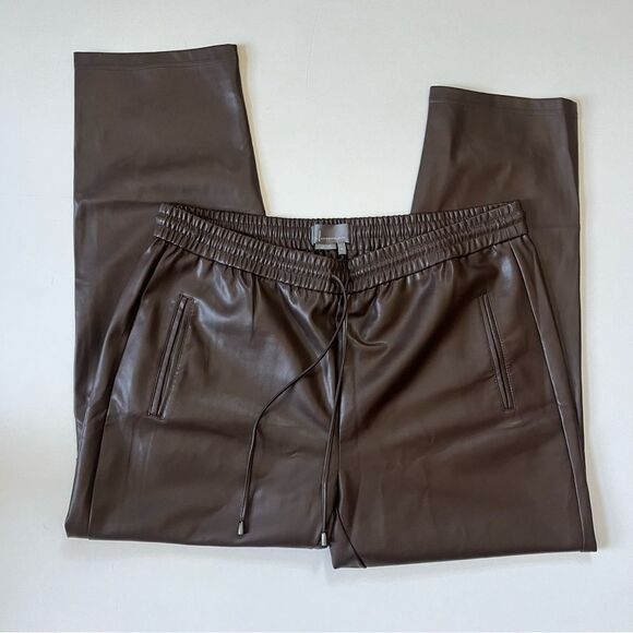 Anthropologie Faux Leather Brown Drawstring Pant XL - Picture 3 of 11